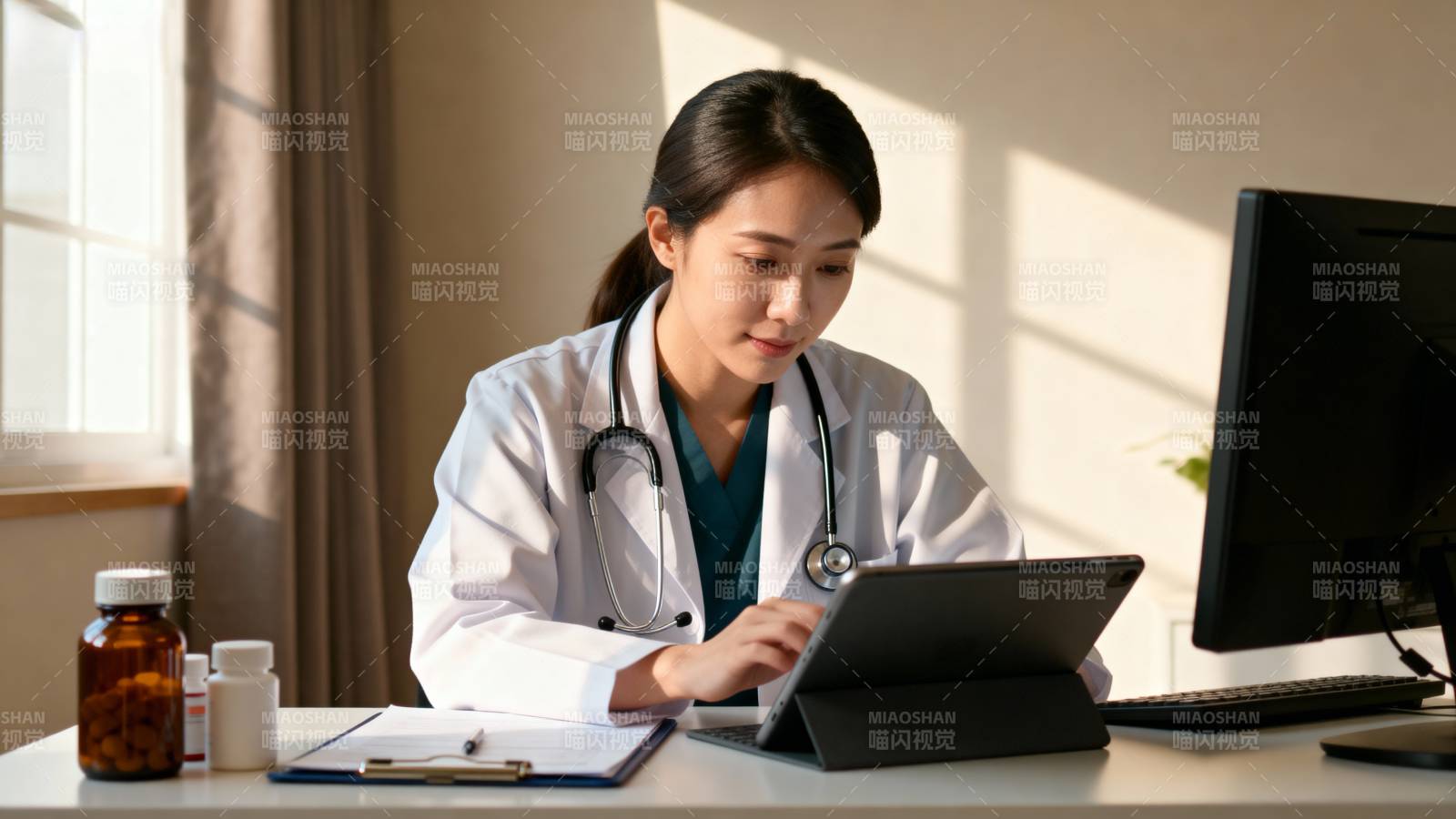 医生专注工作图片