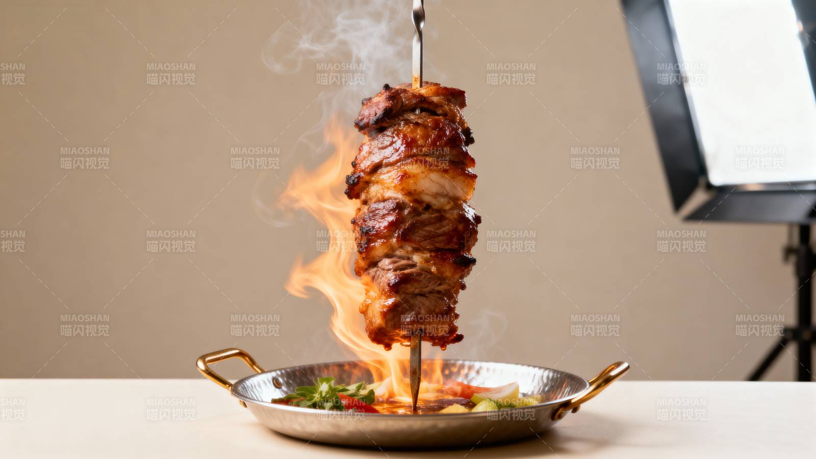 火焰烤肉串图片