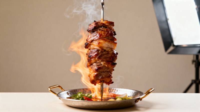 火焰烤肉串图片