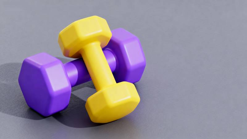 彩色哑铃静置图图片