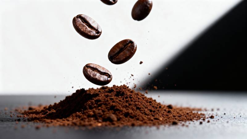 咖啡豆落粉瞬间图片