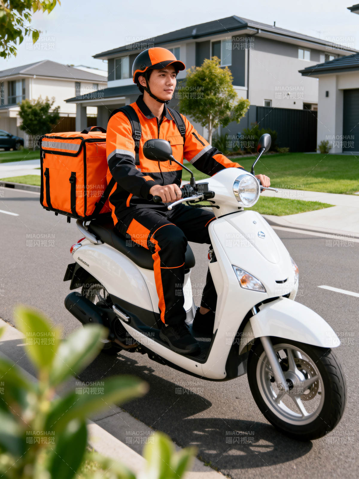 外卖骑手骑行中图片