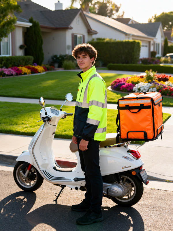 外卖小哥准备出发图片