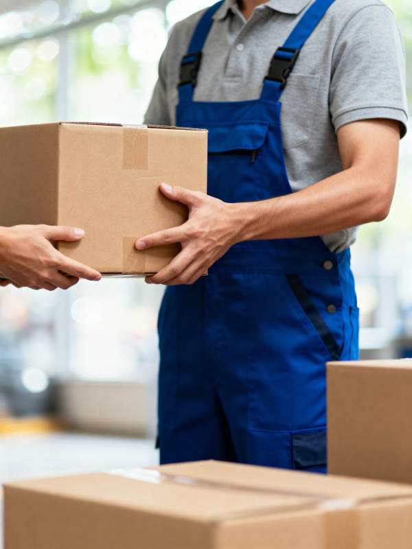 工人交接包裹图片