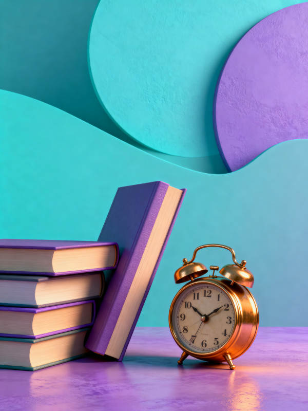 书与钟的静谧时光图片