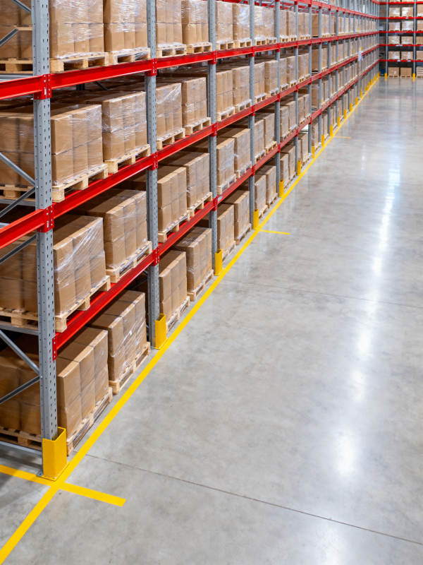 仓库货架整齐排列图片
