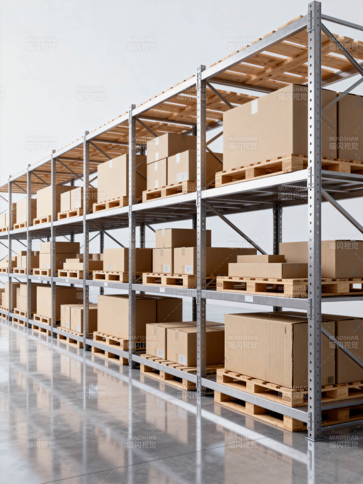 仓库货架堆满纸箱图片