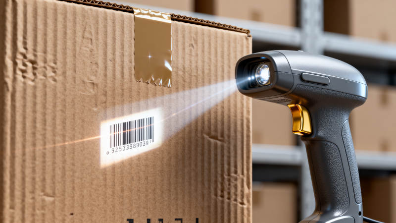 扫码枪扫描纸箱图片
