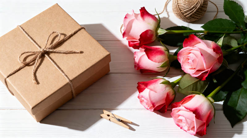 玫瑰与礼盒图片