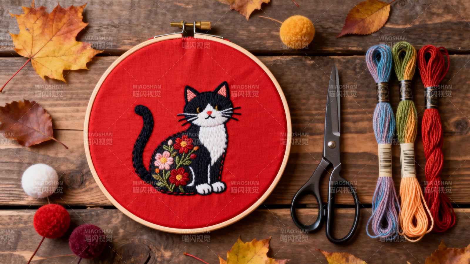 刺绣猫咪图案图片