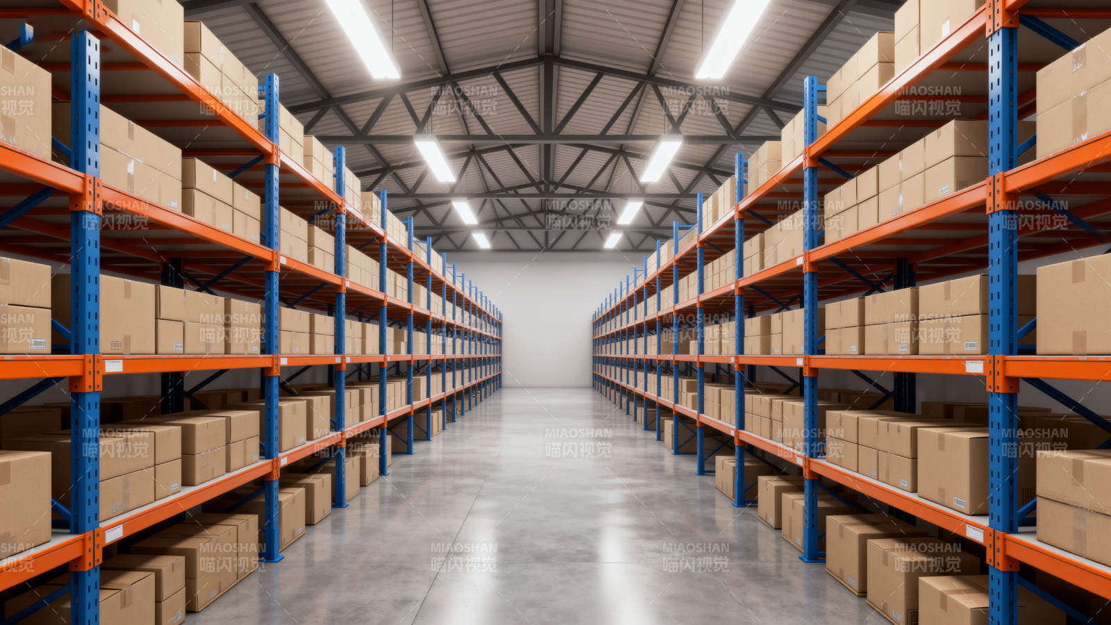 仓库货架排列整齐图片