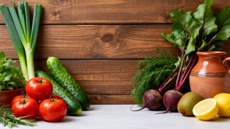 新鲜蔬菜水果拼盘图片