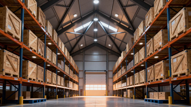 宽敞明亮的仓库内部图片