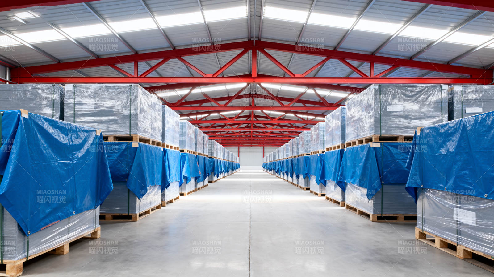 仓库整齐堆放货物图片