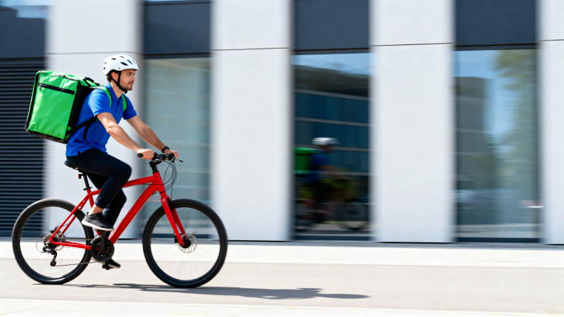 骑手送餐中图片