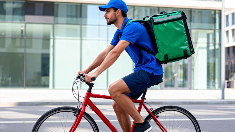 骑手送餐中图片