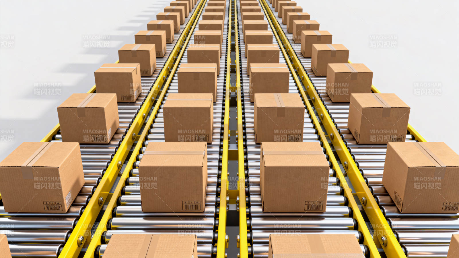 传送带上的纸箱图片