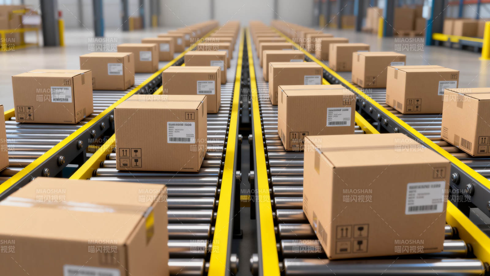 仓库传送带运货图片