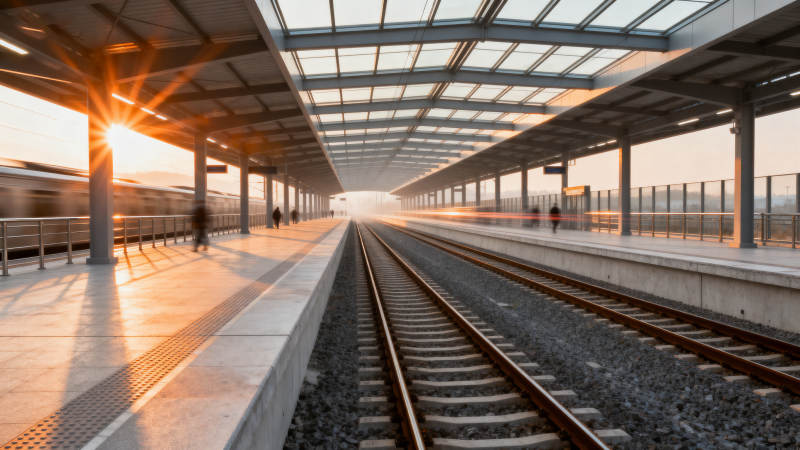 晨光中的高铁站图片