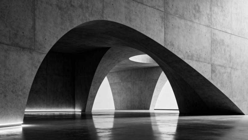 混凝土拱廊光影图片