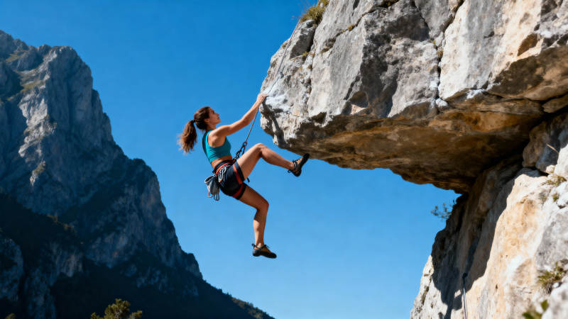 攀岩者挑战峭壁图片