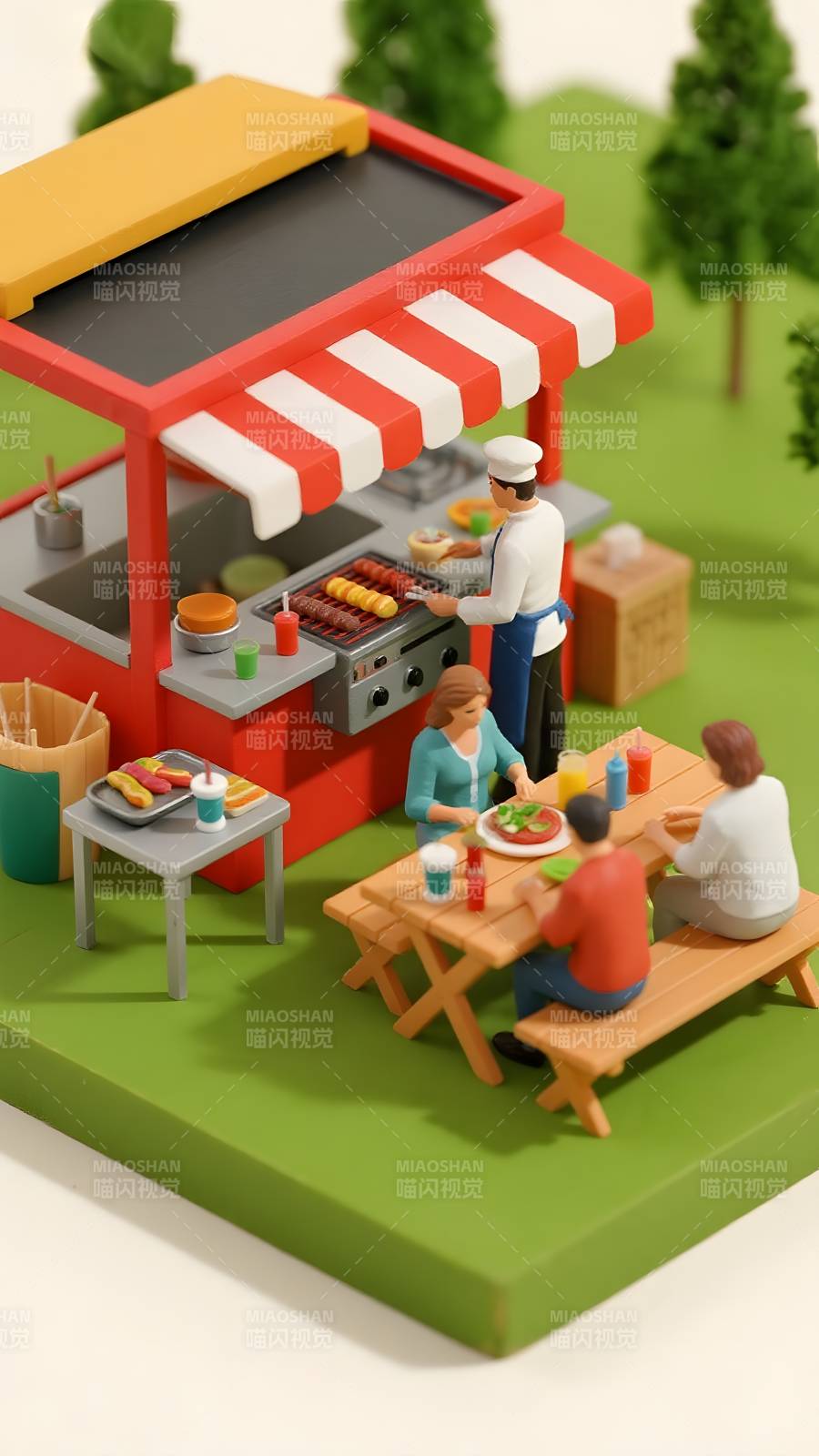 迷你烧烤摊场景图片