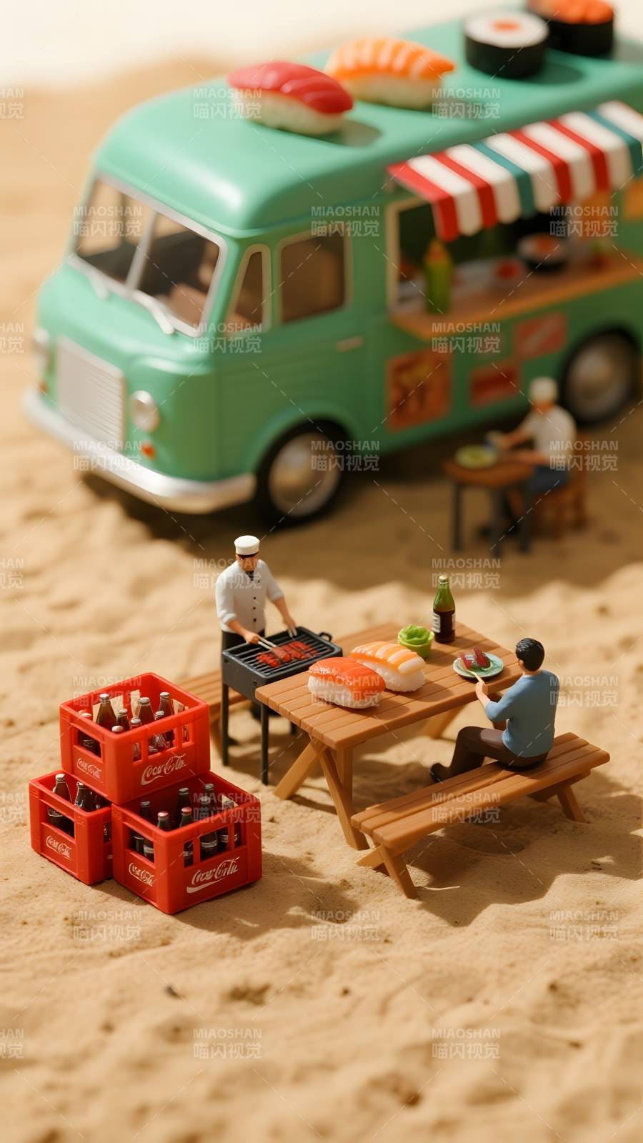 沙滩上的美食时光图片