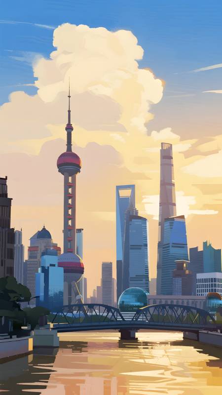 上海晨曦天际线图片