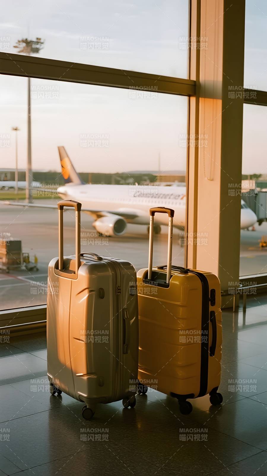 机场行李静候启程图片