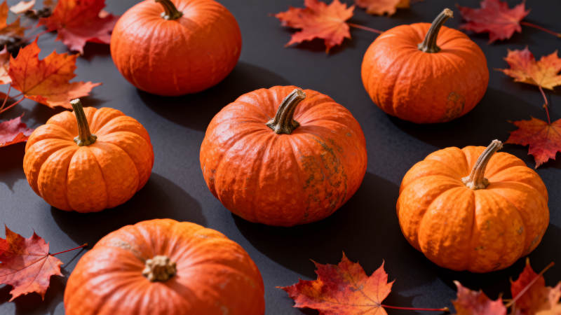 秋日南瓜与落叶图片