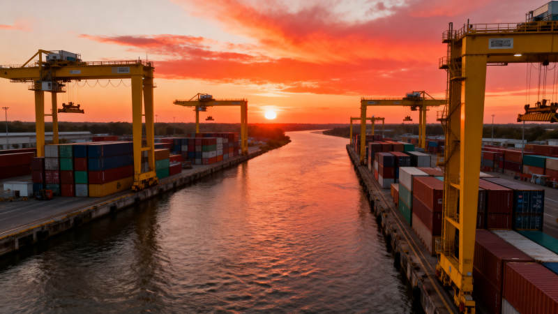 港口夕阳美景图片