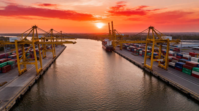 港口日落美景图片