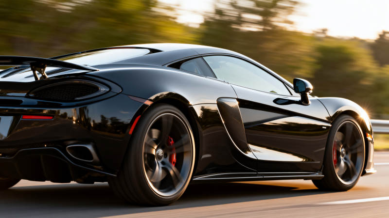 黑色超跑疾驰公路图片