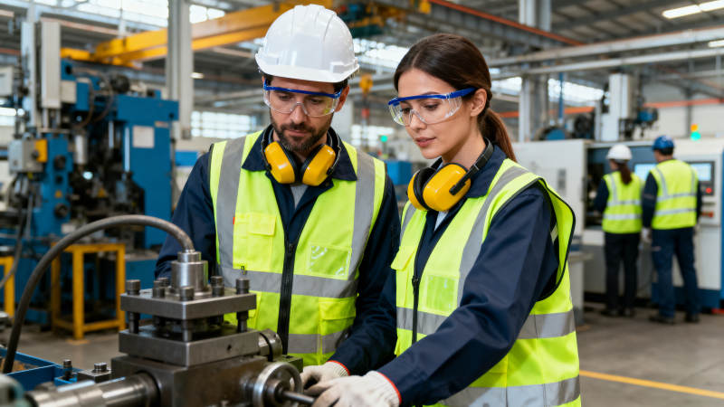 工厂工人协作操作图片