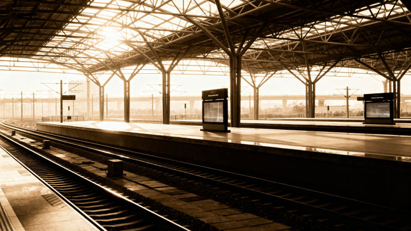 晨光中的车站图片