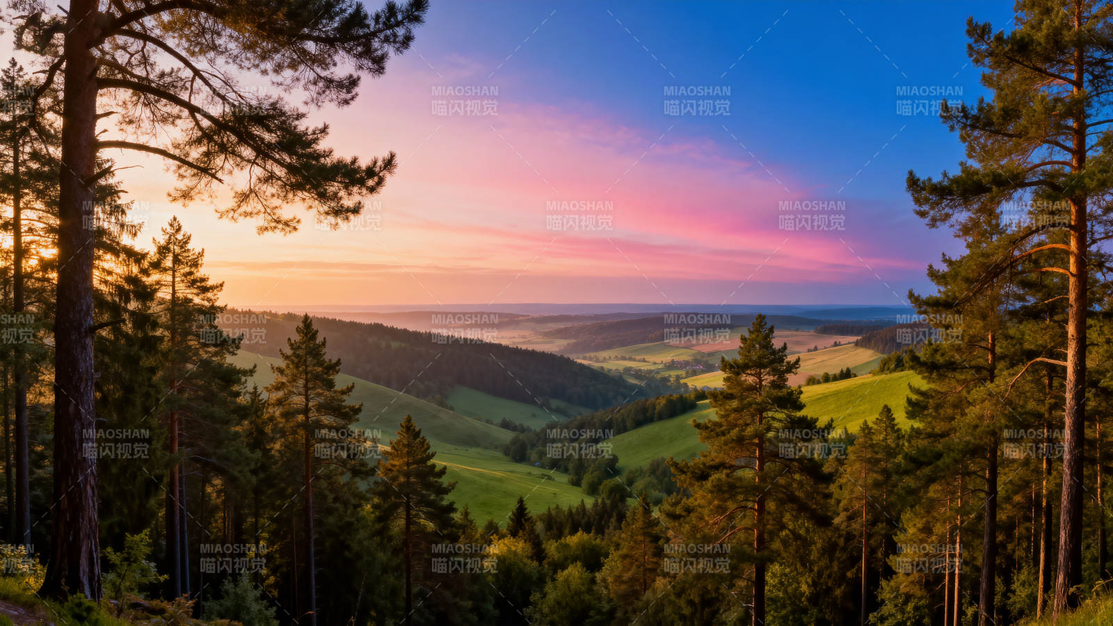 山林日落美景图片