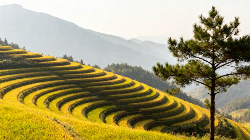 梯田金秋风光图片