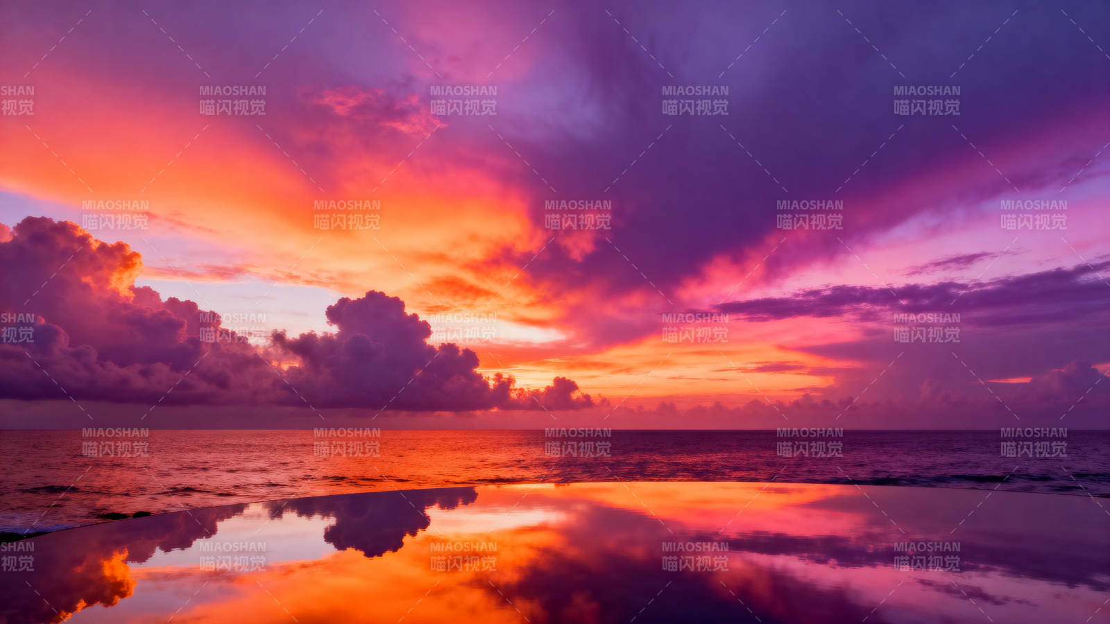 绚丽日落海天一色图片