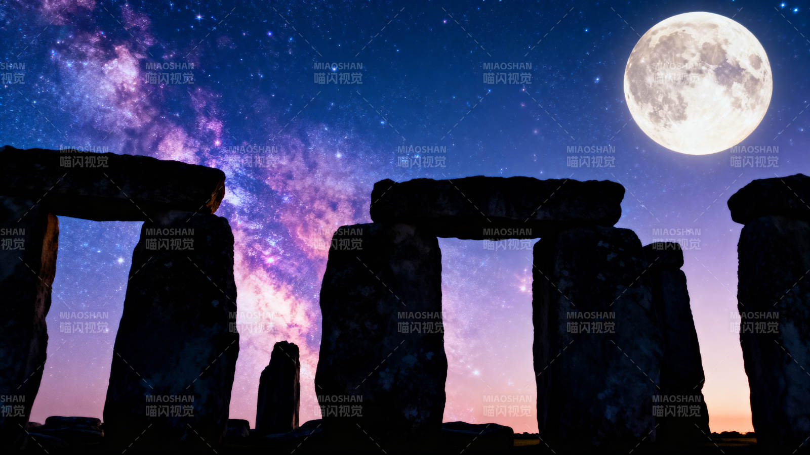 巨石阵夜月奇景图片