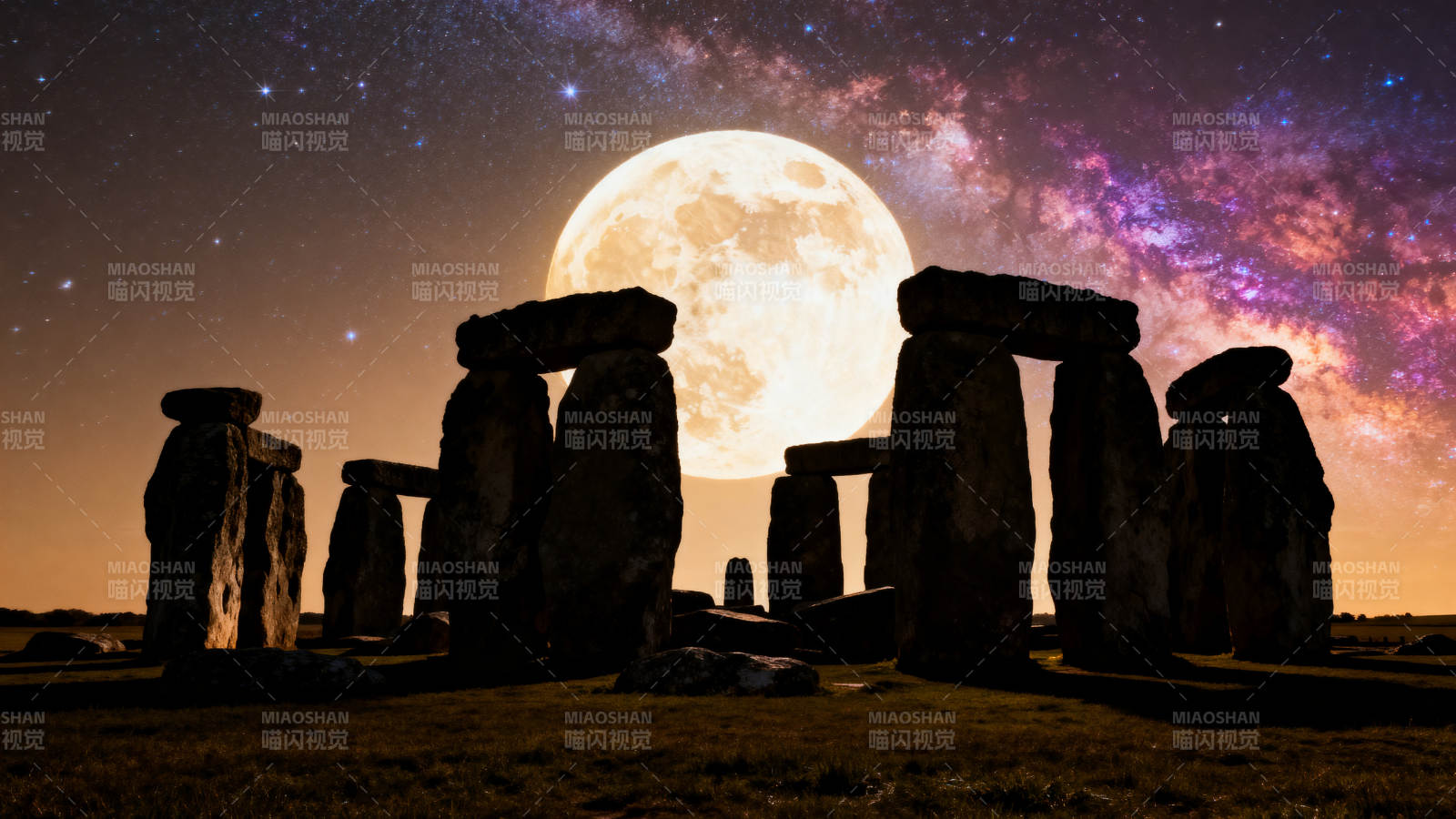 巨石阵月夜奇景图片