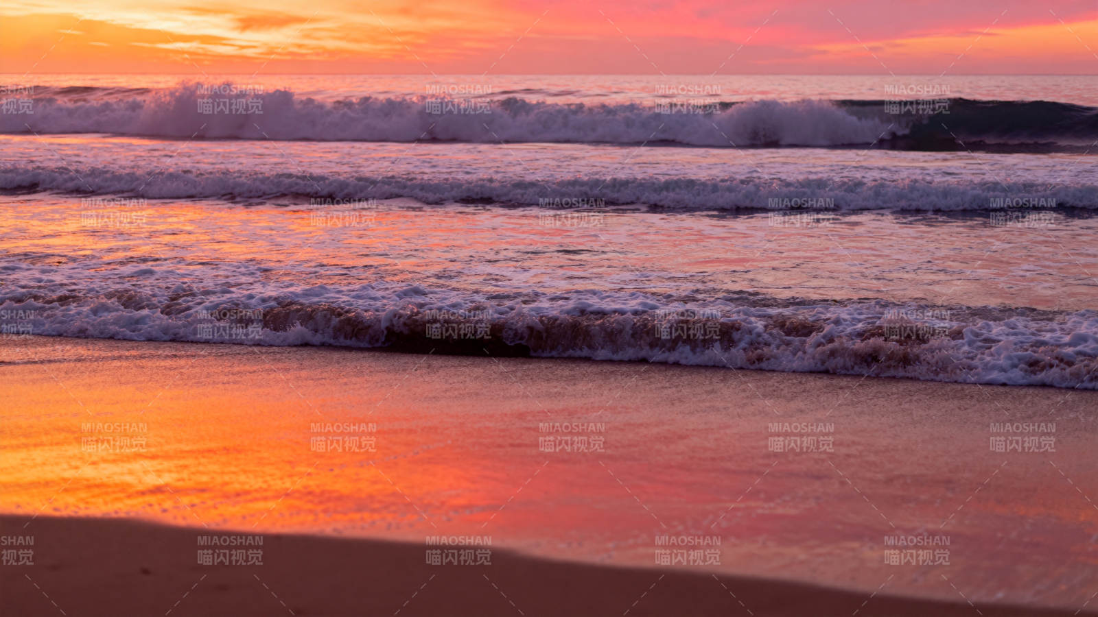 夕阳海滩美景图片