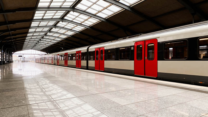 地铁站内列车静候图片