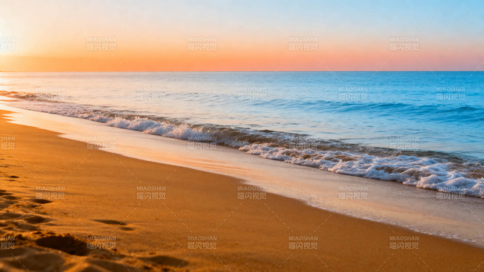 夕阳沙滩美景图片