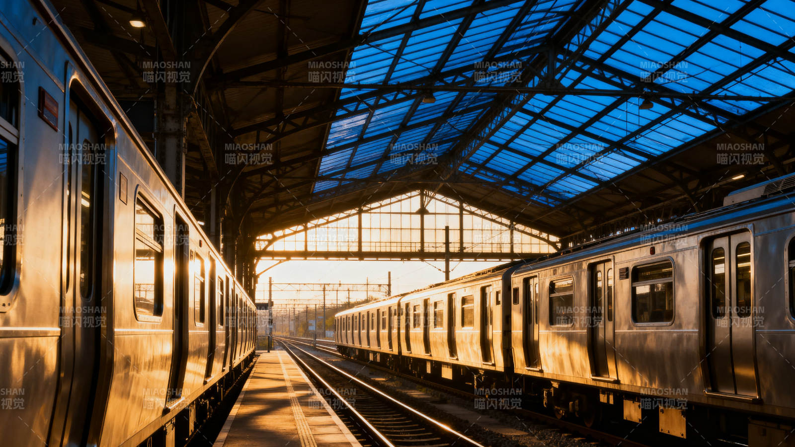 地铁站内列车静候图片