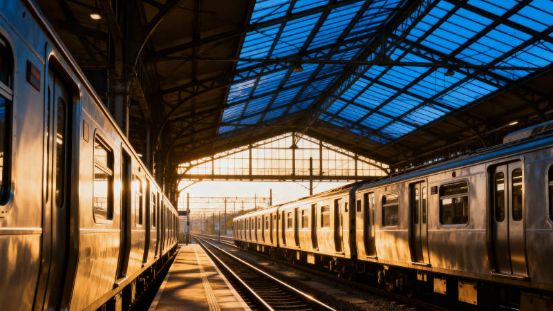 地铁站内列车静候图片