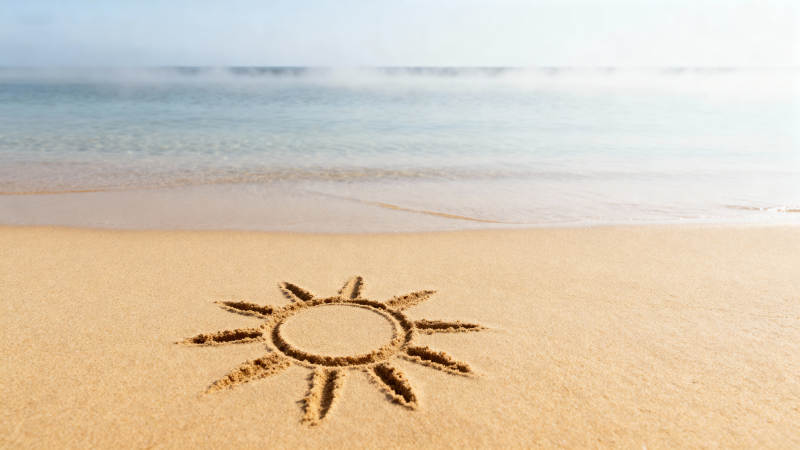 沙滩上的太阳图案图片