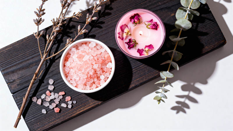 香薰与玫瑰盐浴图片