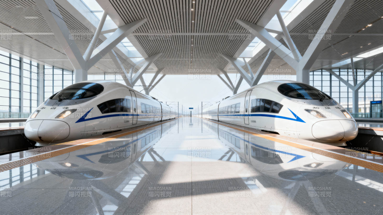 高铁站内双列动车图片