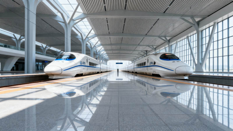 高铁站内双列动车图片
