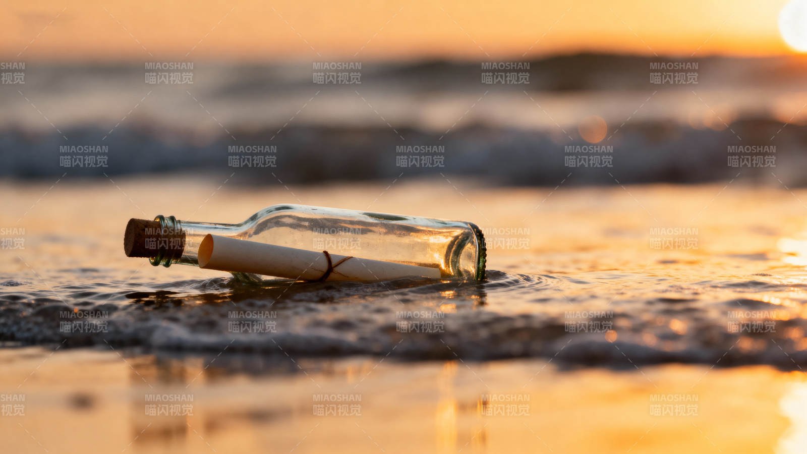 瓶中信 海边日落图片